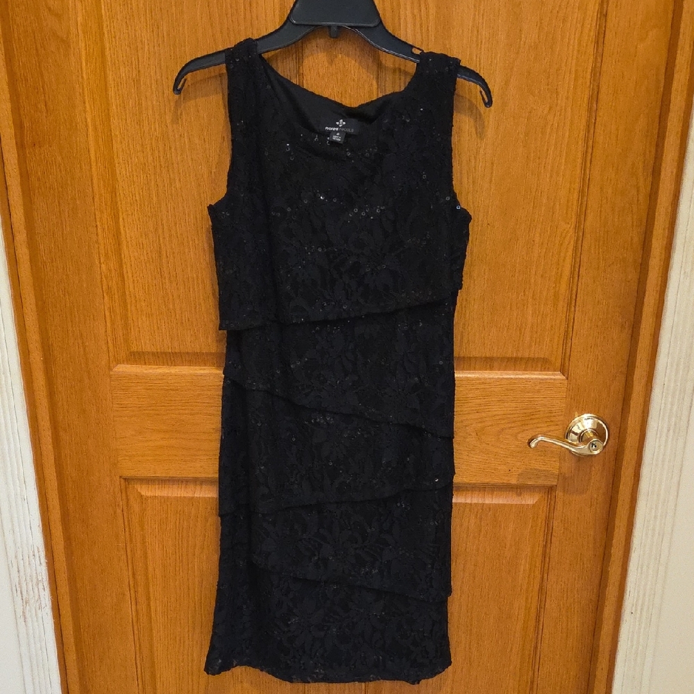Ronni Nicole Black Layered Lace Midi Dress